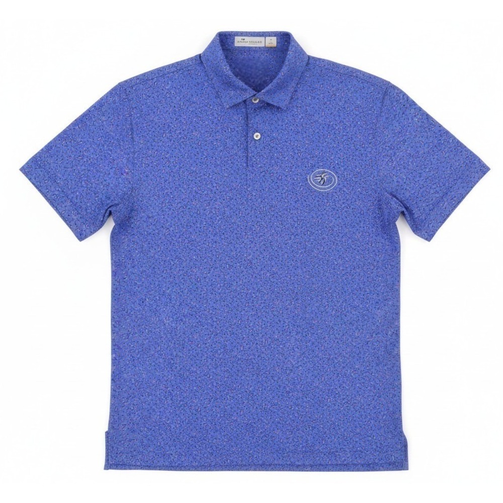Peter Millar Featherweight Printed Citrus Performance Polo Shirt Mens Small Blue